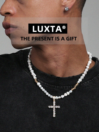 CROSS SHELL BEAD SPLICED NECKLACE