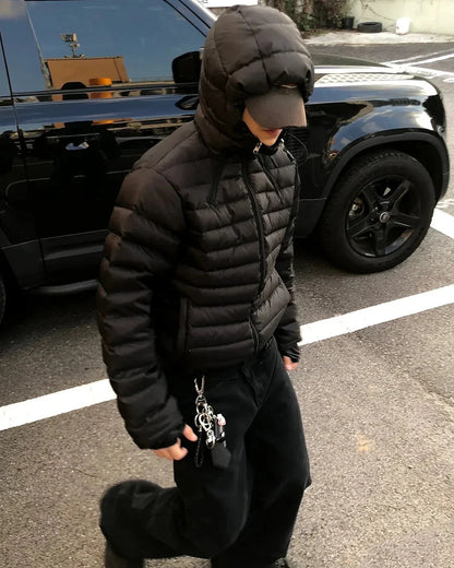 OVERSIZED HOOD CROPPED PUFFER JACKET