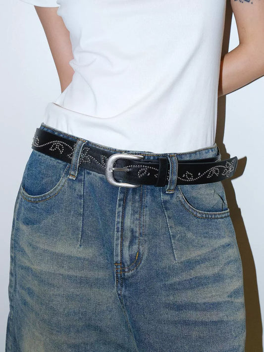 WESTERN STUDDED LEATHER BELT