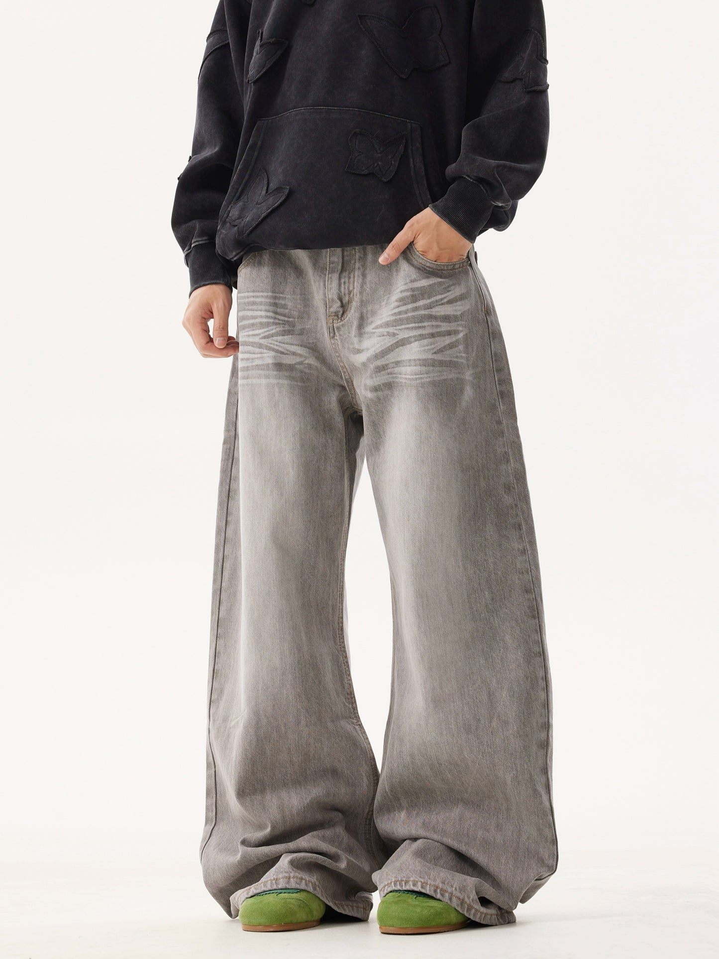 WASH AGED BAGGY DENIM PANTS