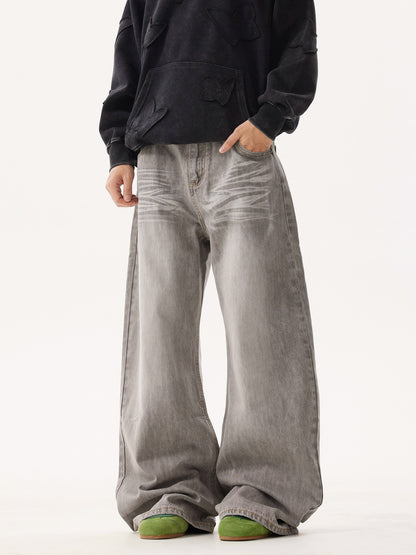 WASH AGED BAGGY DENIM PANTS