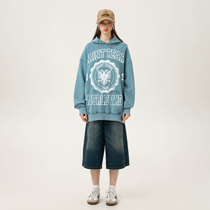 WASHED DISTRESSED GRAPHIC HOODIE