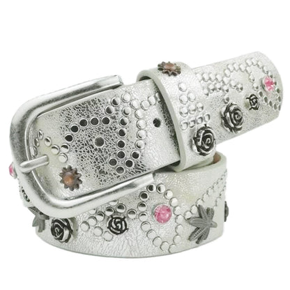STUDDED PAISLEY FLOWER GEMSTONE BELT