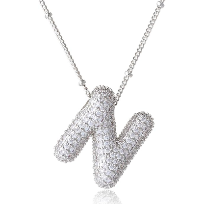 ICY CRYSTAL INITIAL NECKLACE (SILVER)