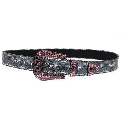 PINK RHINESTONE SPIDER HEART BELT