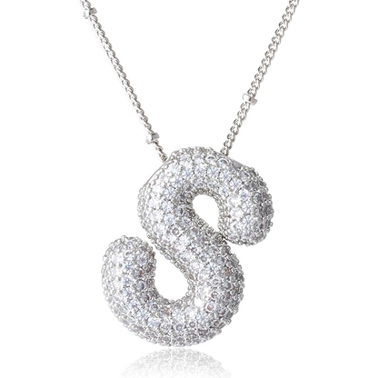 ICY CRYSTAL INITIAL NECKLACE (SILVER)
