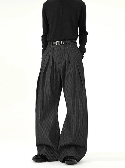 SHADOW STRIPE WIDE-LEG SLACKS