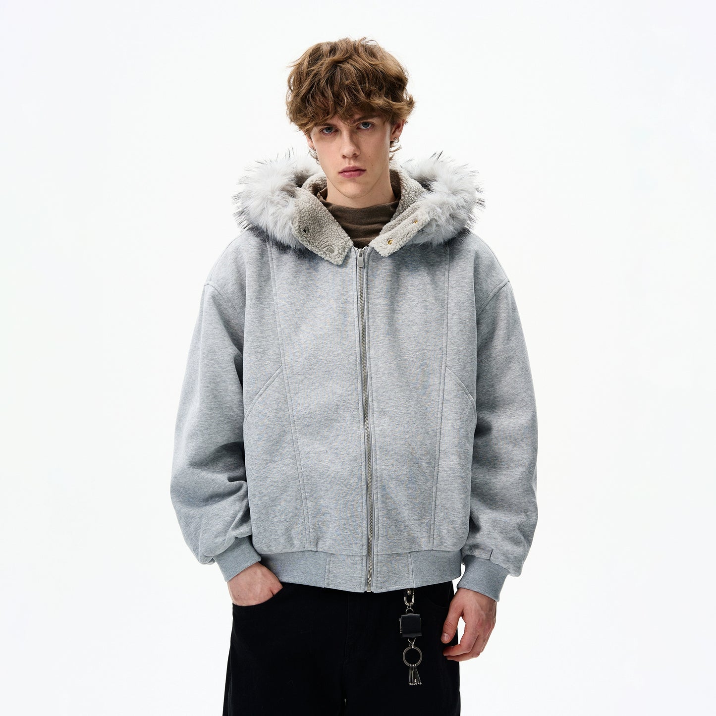 FUR HOODED OVERSIZE JACKET