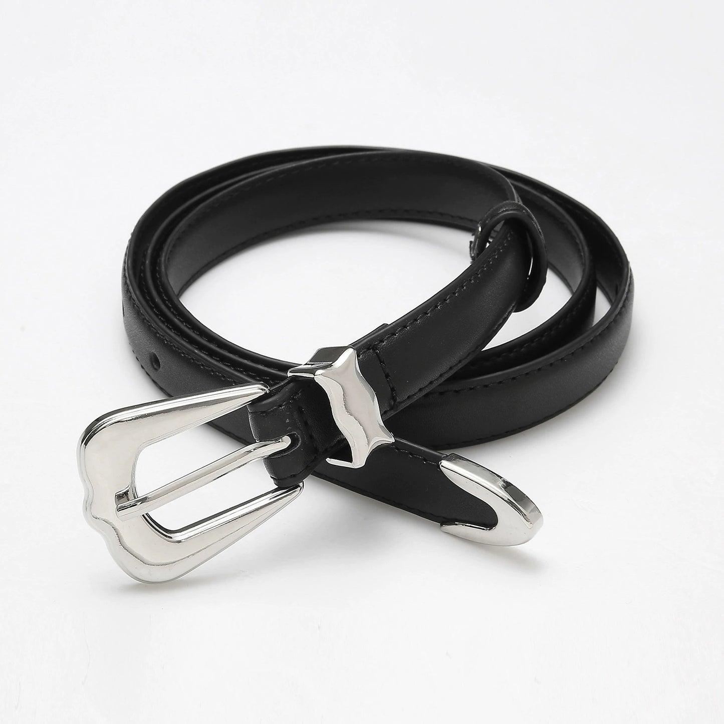 SILVER LEATHER BELT JIN05