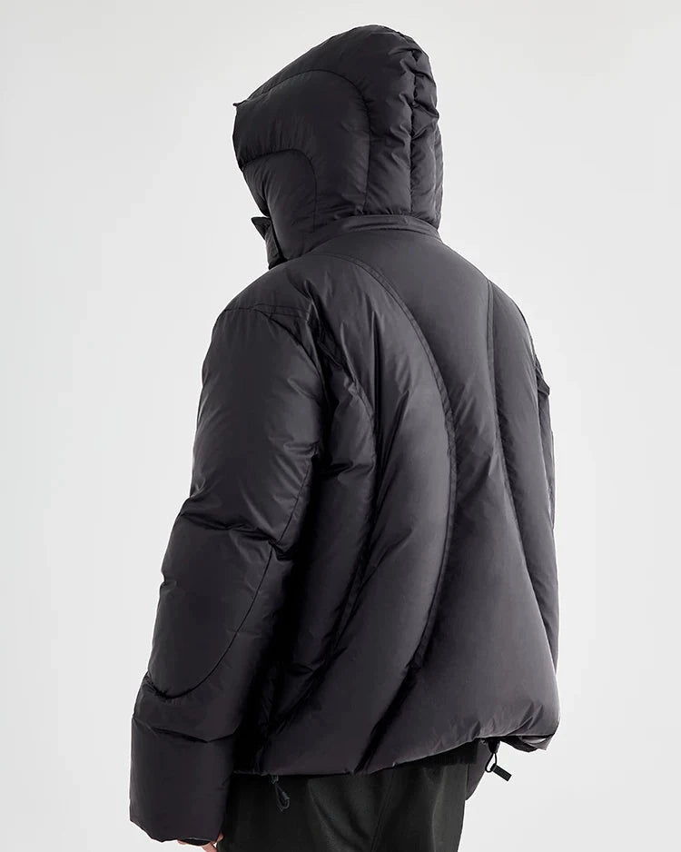 SCARF COLLAR CROPPED PUFFER JACKET