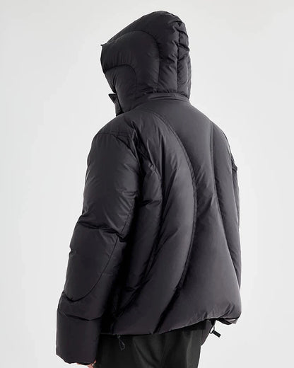 SCARF COLLAR CROPPED PUFFER JACKET