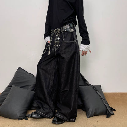 FRONT TOGGLE BAGGY DENIM