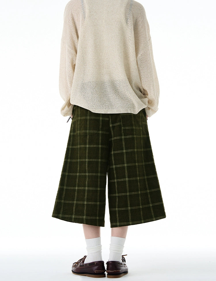 VINTAGE PLAID KNEE SHORTS