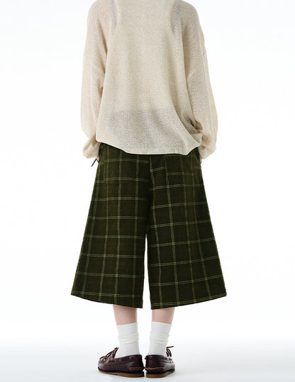 VINTAGE PLAID KNEE SHORTS