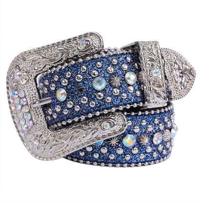RHINESTONE SILVER STUDDED BUCKLE BELT