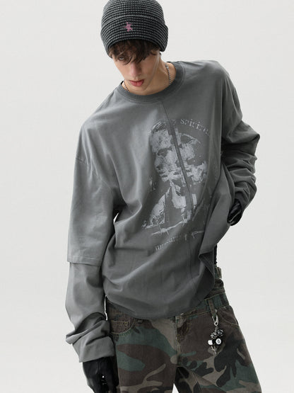 DISTRESSED AMERICAN LONG-SLEEVE T-SHIRT