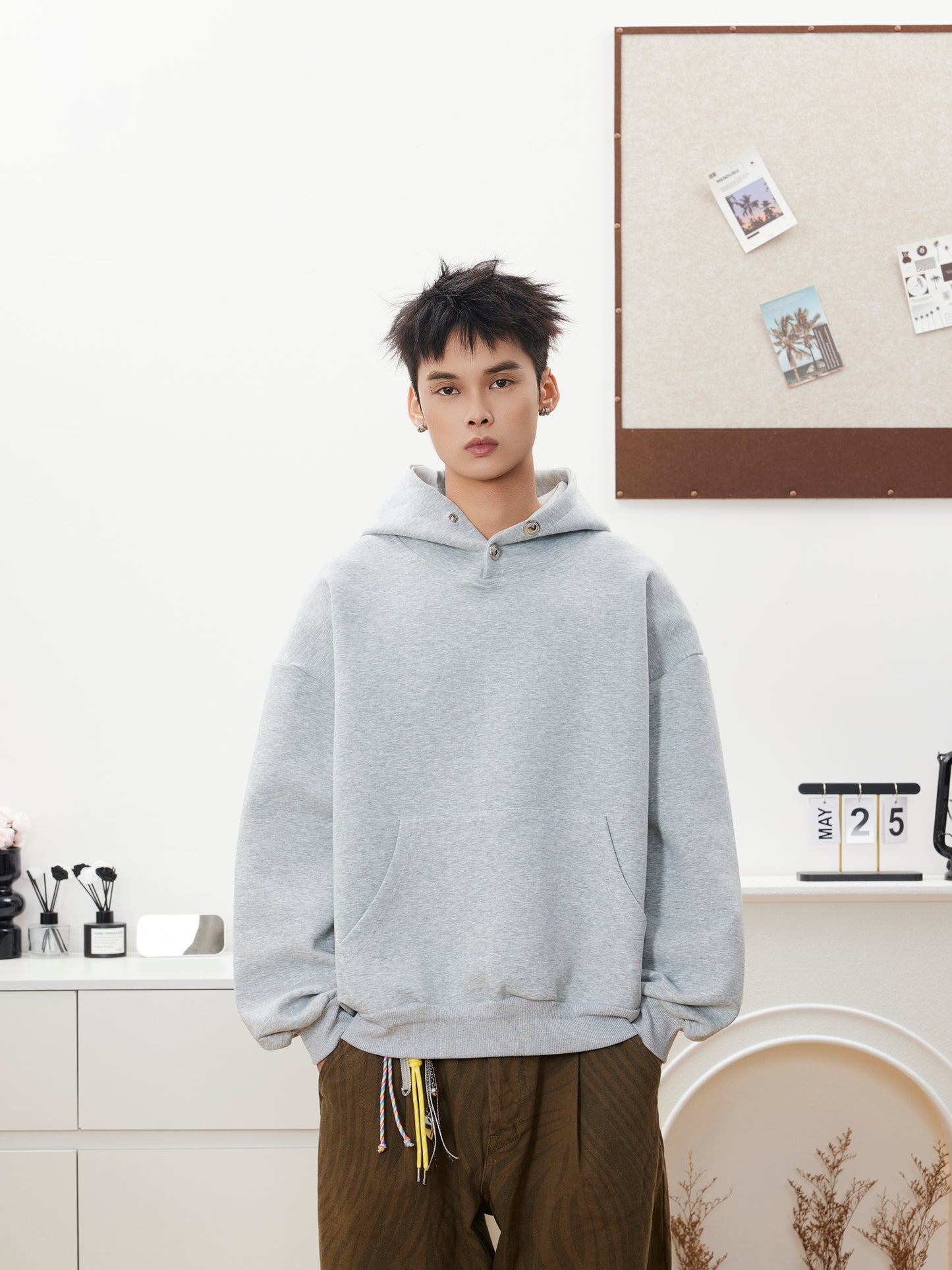 HEAVY HIGH NECK BOTTON HOODIE