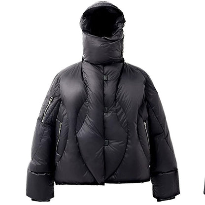 SCARF COLLAR CROPPED PUFFER JACKET