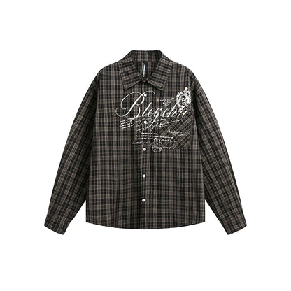 AMERICAN VINTAGE LETTER PRINT CHECK SHIRT JACKET