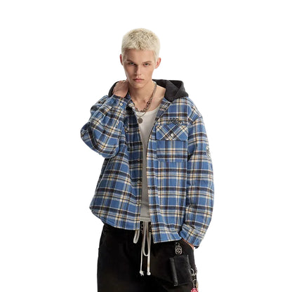 トップス bio CHECKED SHAGGY ZIP HOODIE CHECKERED ZIP HOOD SHIRT JACKET – GEEK