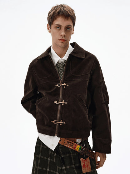 CLASSIC SUEDE BUCKLE ZIP JACKET
