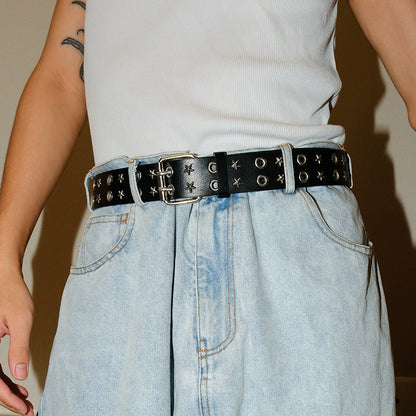 DOUBLE BUCKLE STAR STUD BELT