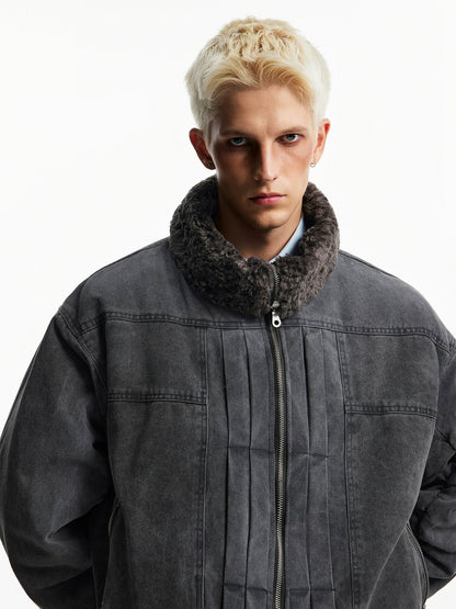 VINTAGE WASHED MILITARY ZIPPED JACKET