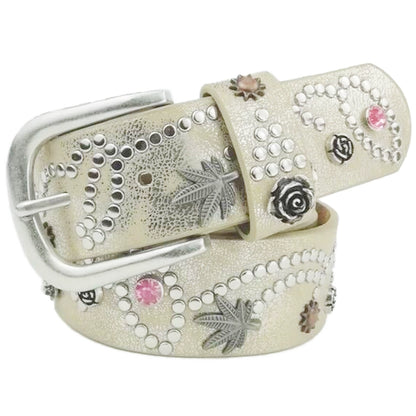 STUDDED PAISLEY FLOWER GEMSTONE BELT