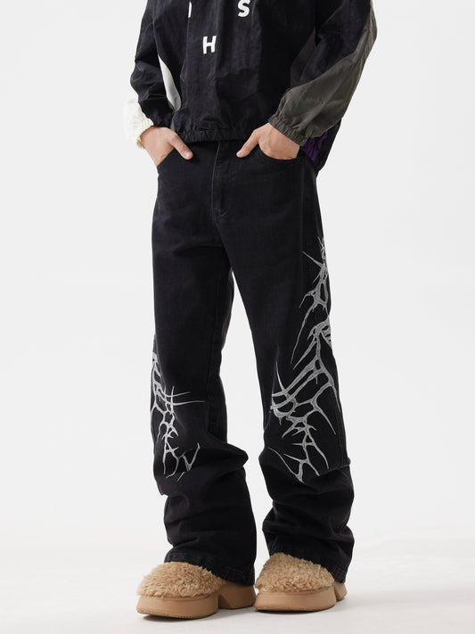 WASHED THRON EMBROIDERY PANTS
