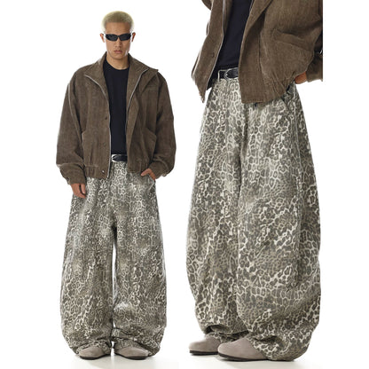WIDE SILHOUETTE LEOPARD TROUSERS