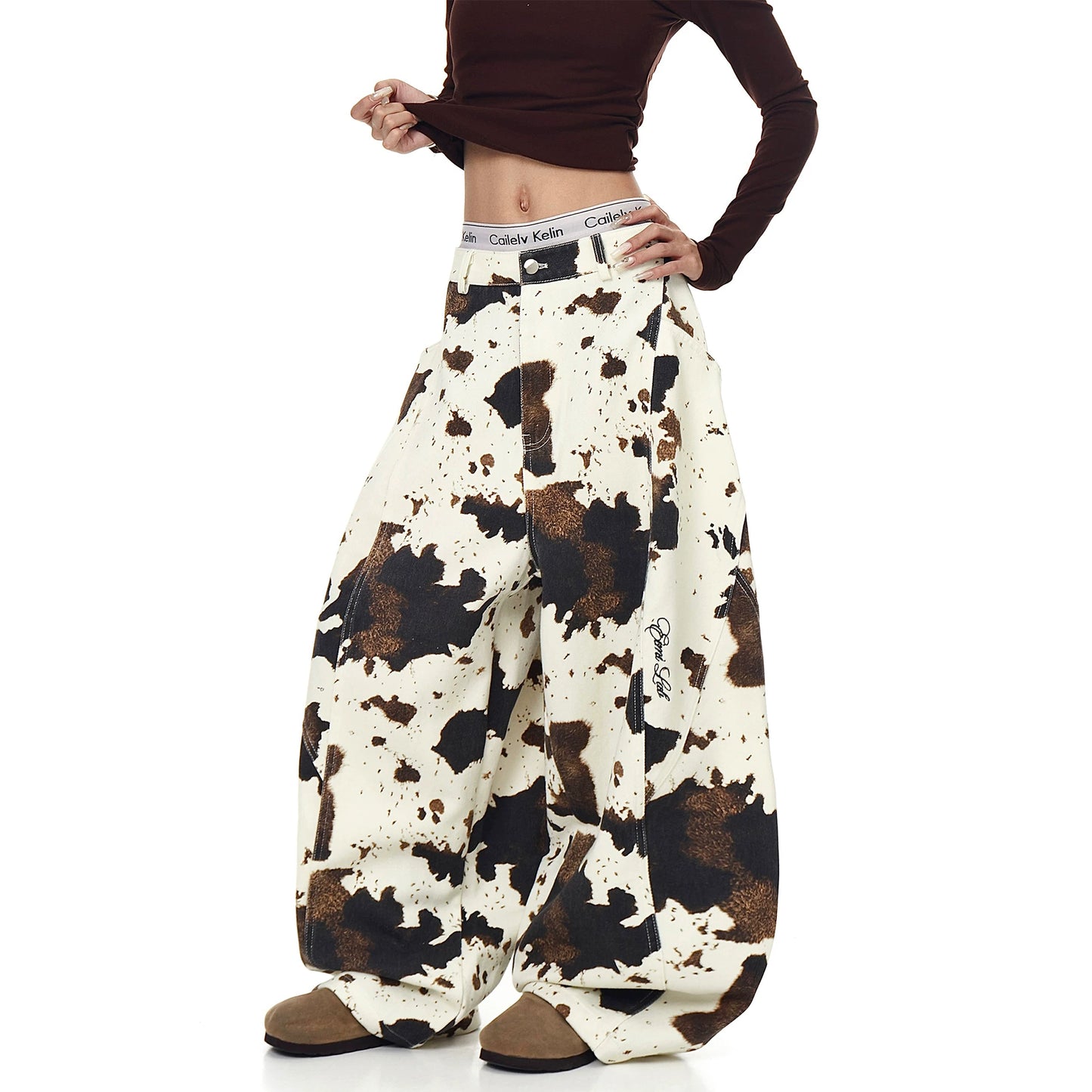 VINTAGE COWHIDE WIDE LEG PANTS