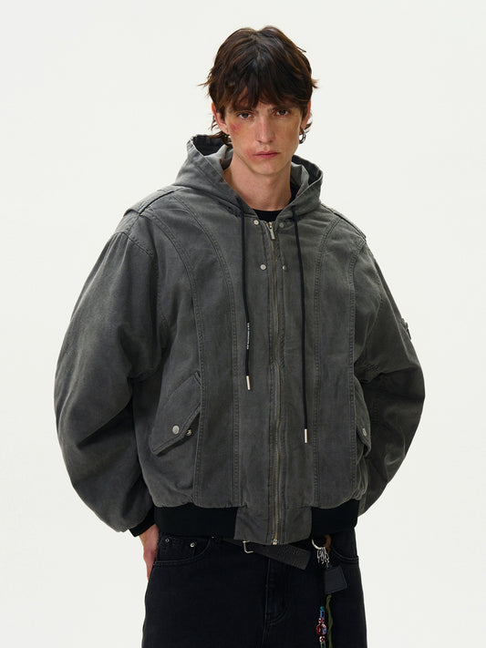 WASHED BOMBER PADDED JACKET