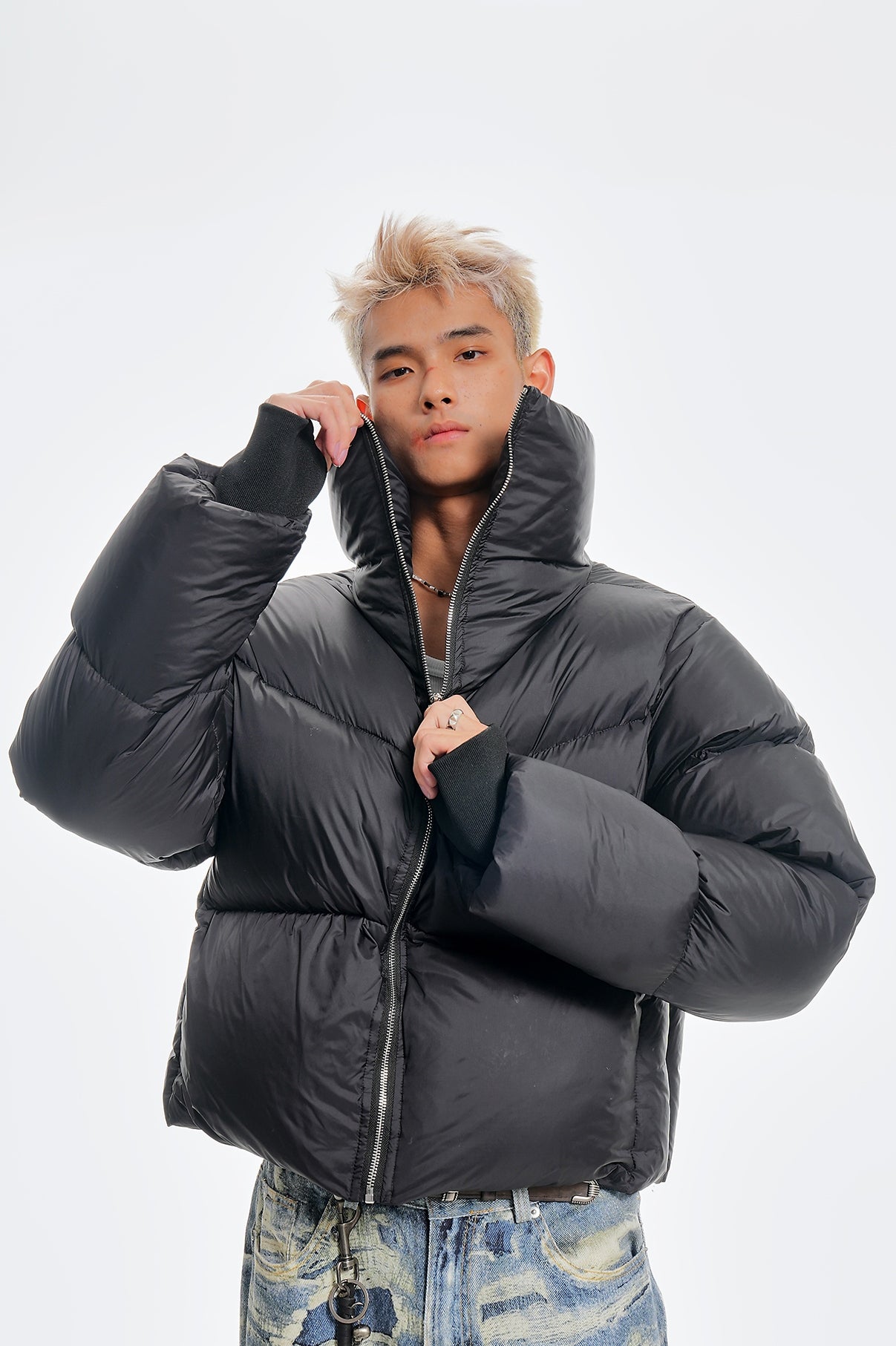 HIGHNECK STAND COLLAR PUFFER JACKET