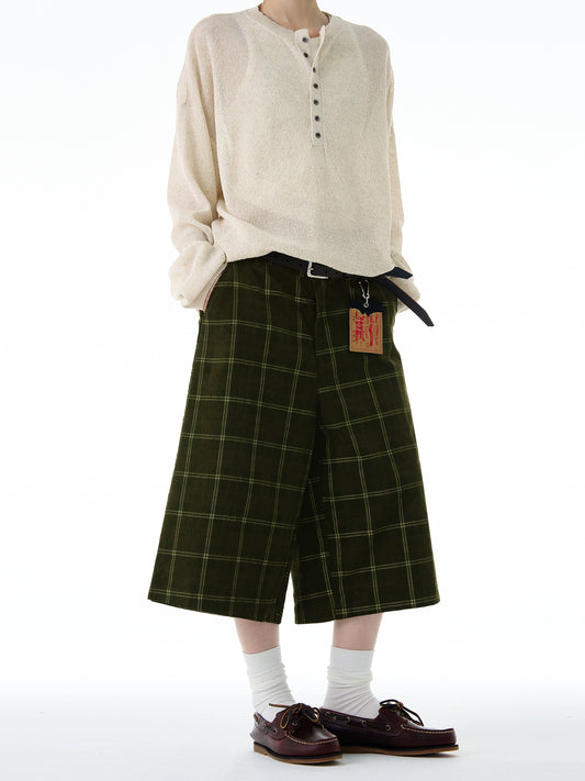 VINTAGE PLAID KNEE SHORTS