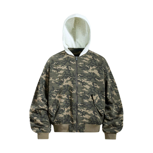 CAMO HOODED ZIP JACKET