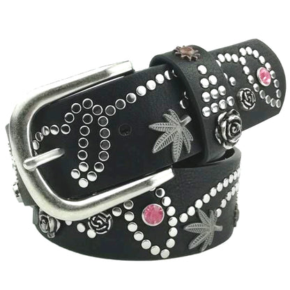 STUDDED PAISLEY FLOWER GEMSTONE BELT