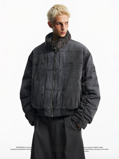 VINTAGE WASHED MILITARY ZIPPED JACKET