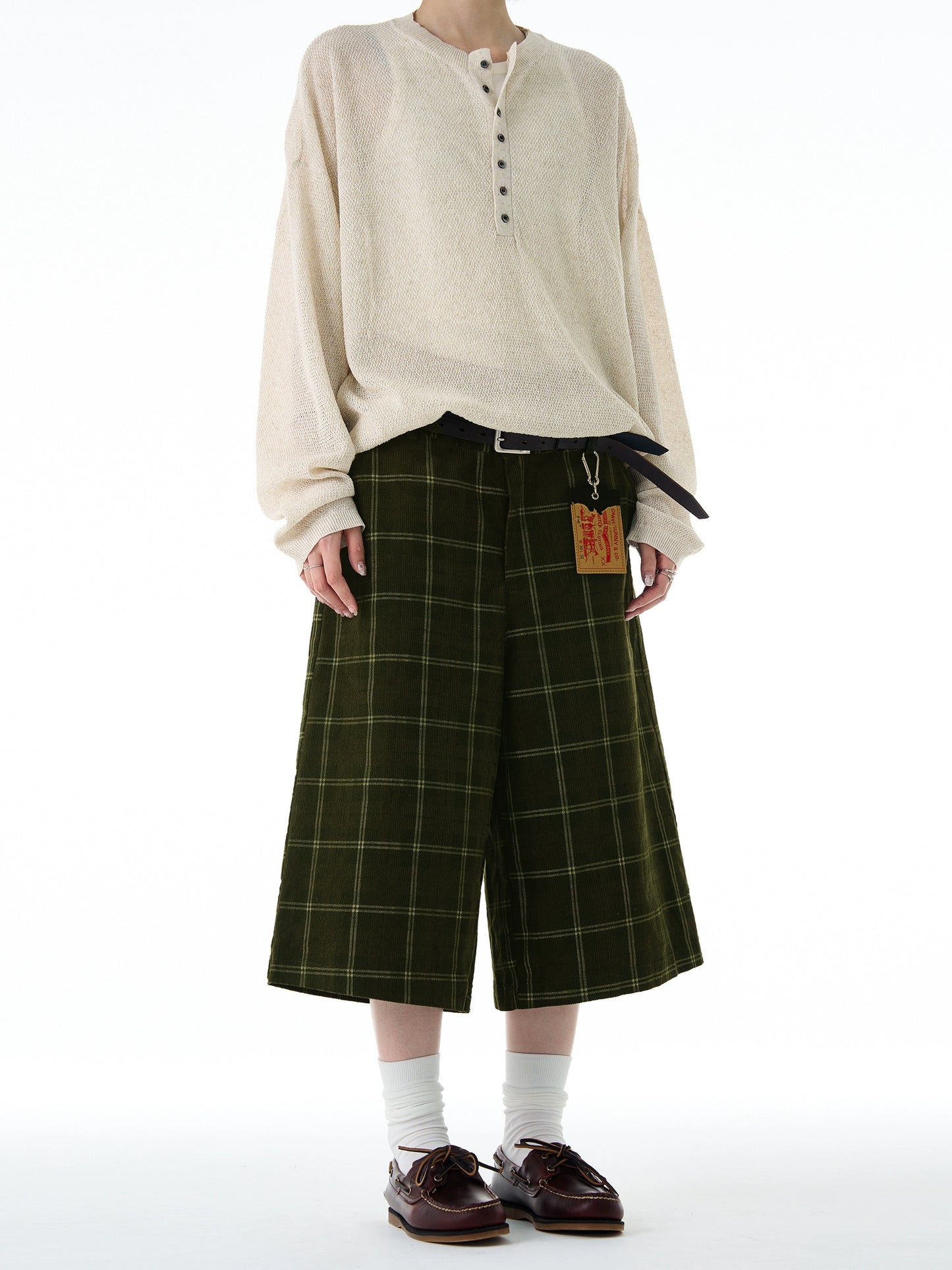 VINTAGE PLAID KNEE SHORTS