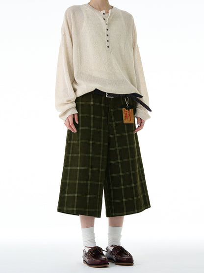 VINTAGE PLAID KNEE SHORTS