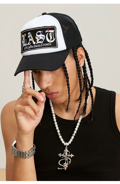 RHINESTONE PATCH MESH CAP