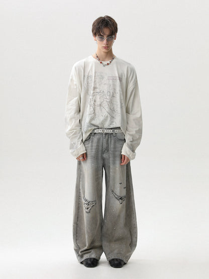 AMERICAN VINTAGE STAINED COTTON LONG-SLEEVE T-SHIRT