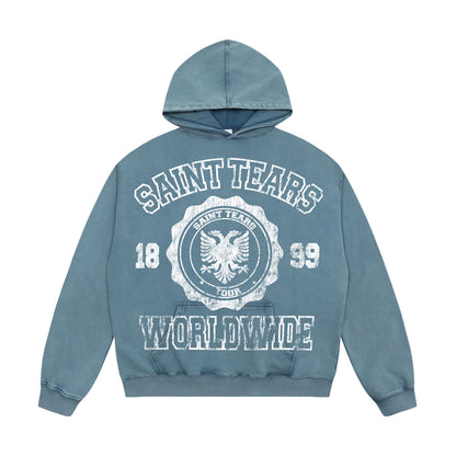 WASHED DISTRESSED GRAPHIC HOODIE