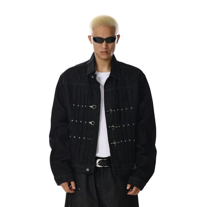STUDDED DARK DENIM JACKET