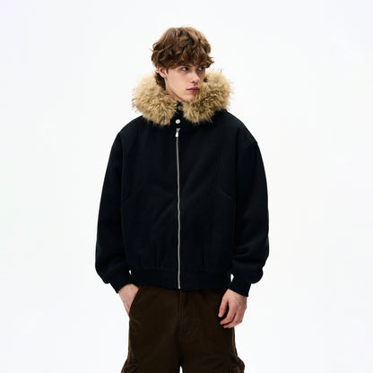 FUR HOODED OVERSIZE JACKET