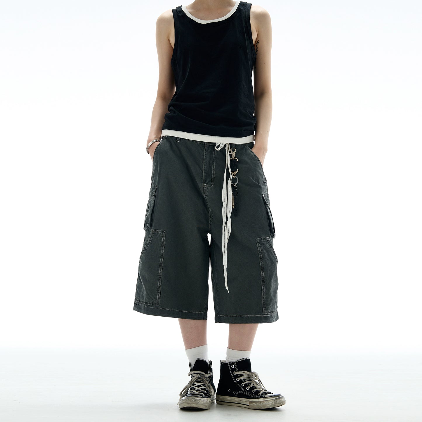 LONG STRING CASUAL STITCH CARGO PANTS