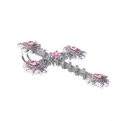 THORN PINK ICED CROSS NECKLACE