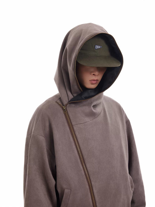 DIAGONAL ZIPPER HOODIE
