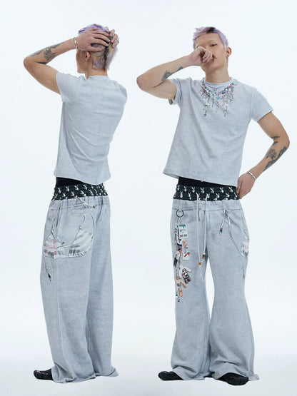 CARTOON CHAIN PRINT T-SHIRT