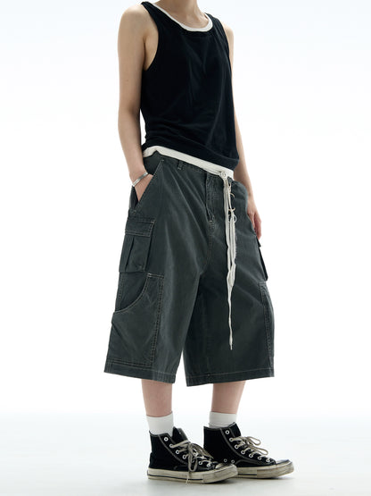 LONG STRING CASUAL STITCH CARGO PANTS