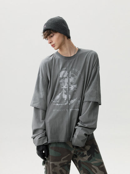 DISTRESSED AMERICAN LONG-SLEEVE T-SHIRT
